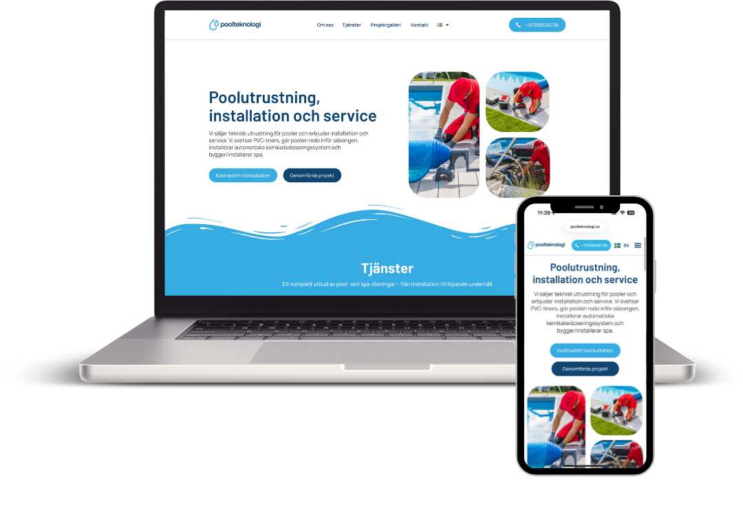 Baseinų įranga, montavimas ir remontas visoje Lietuvoje ir Švedijoje